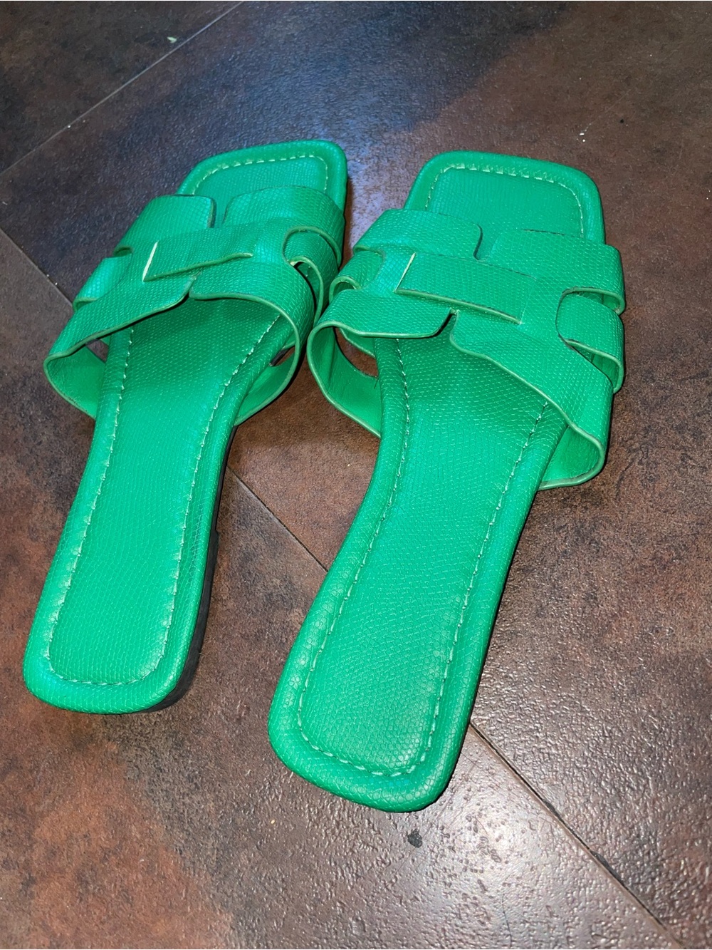 SHEIN Emerald Green Woven Slide Sandals